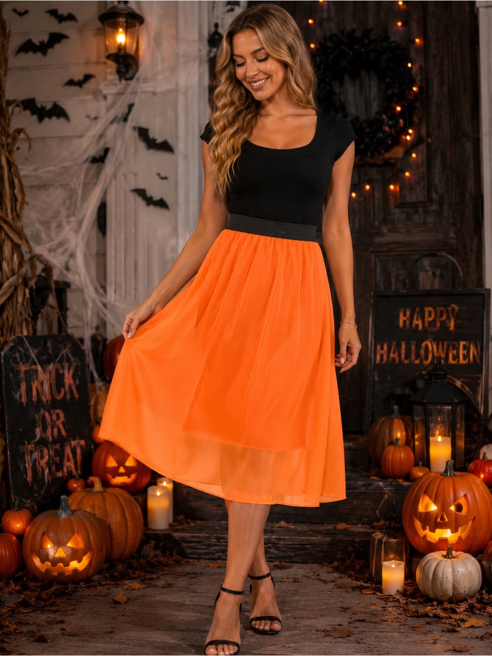 🧡 LuLaRoe Lola Skirt XS Dark Orange NWT Elastic Waist Fall Halloween